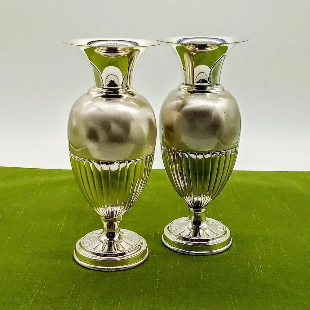 Eberle Germany Silverplate Vase Candle Holders (2)